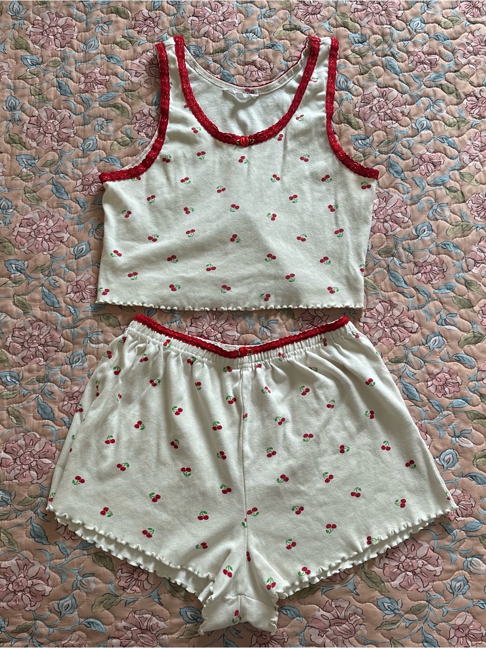 LOVE PEACE & LAZY DAYS Cherry Print Women’s Tank & Shorts Set
